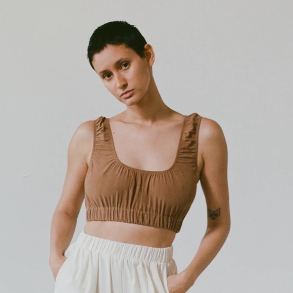 OZMA Tops - OZMA of california Sophie silk crop in Umber 🌰